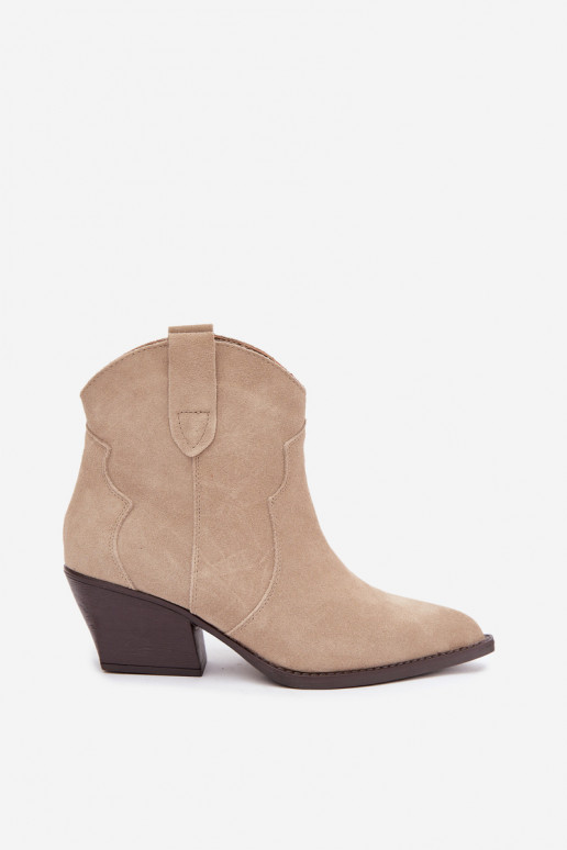 Slip-on vzor Boty v kovbojském stylu  Z Naturalnego Zamszu slonová kost Beretta