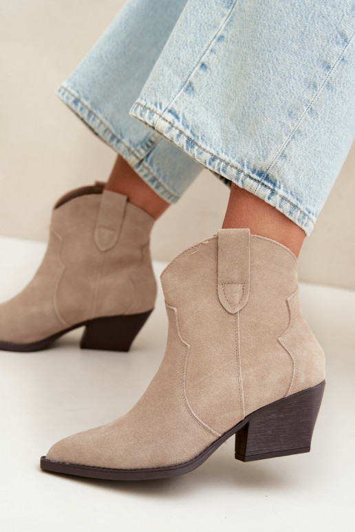 Slip-on vzor Boty v kovbojském stylu  Z Naturalnego Zamszu slonová kost Beretta