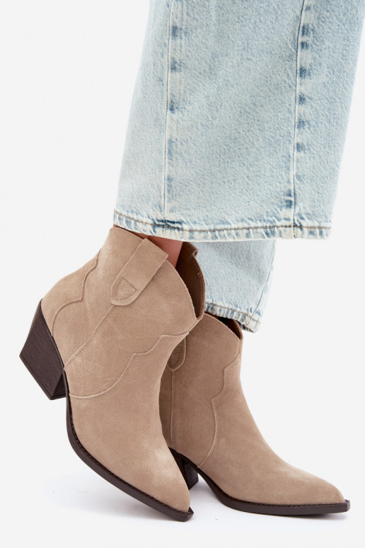Slip-on vzor Boty v kovbojském stylu  Z Naturalnego Zamszu slonová kost Beretta