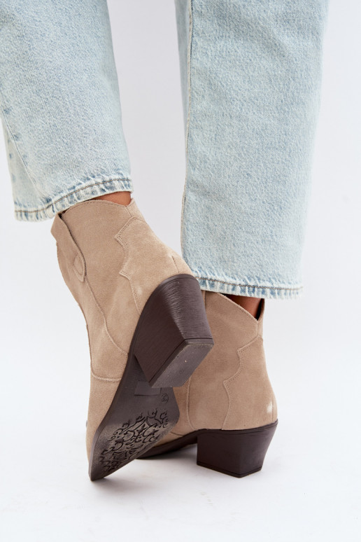 Slip-on vzor Boty v kovbojském stylu  Z Naturalnego Zamszu slonová kost Beretta