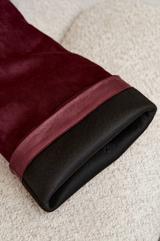dámské dlouhé boty Slip-on vzor s podpatky z eko semišeowe vínová Carmina