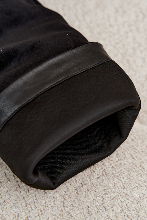 dámské dlouhé boty Slip-on vzor s podpatky z eko semišeowe Černé Carmina