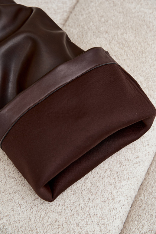 dámské dlouhé boty s podpatky Slip-on vzor z ekologické kůže Czekoladowe Anica