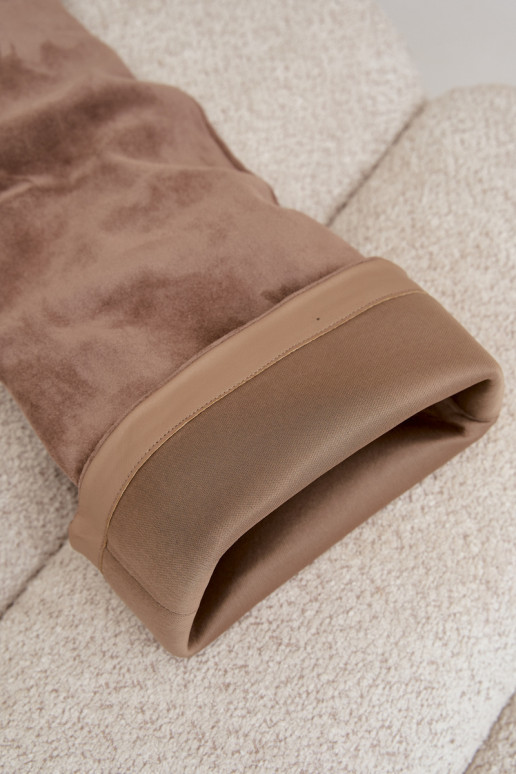 Slip-on vzor dámské dlouhé boty s tenkými podpatky khaki Corly