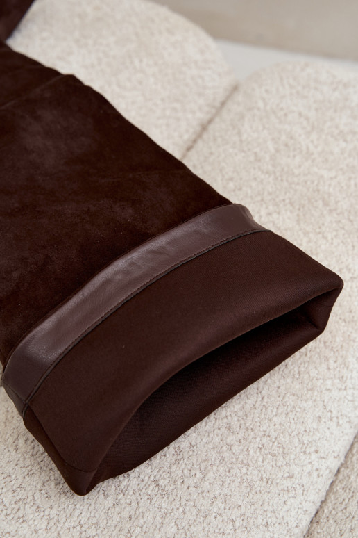 Slip-on vzor dámské dlouhé boty s tenkými podpatky Czekoladowe Corly