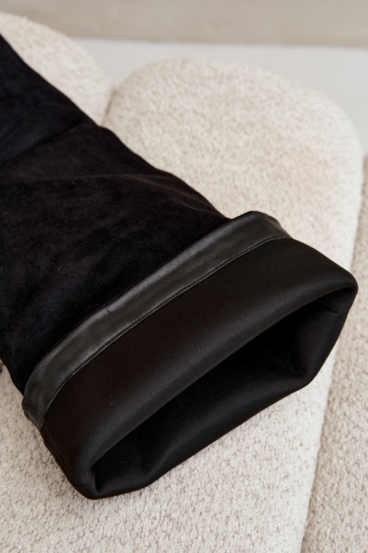 Slip-on vzor dámské dlouhé boty s tenkými podpatky Černé Corly