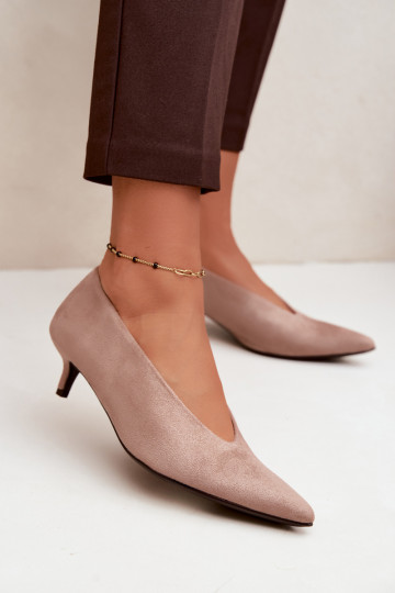 Semišové boty Kitten Heel béžové Nuretta