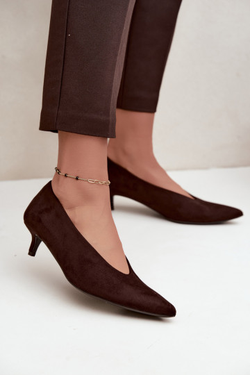 Semišové boty Kitten Heel Czekoladowe Nuretta