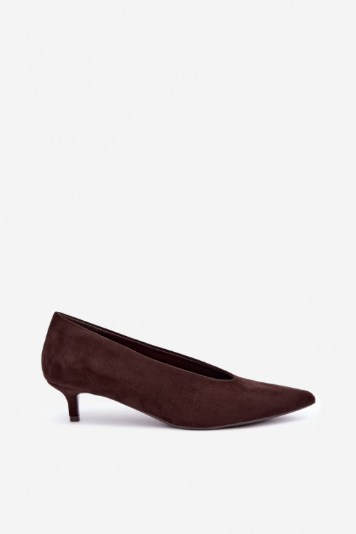 Semišové boty Kitten Heel Czekoladowe Nuretta