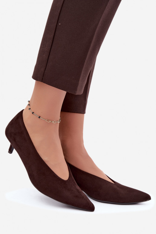 Semišové boty Kitten Heel Czekoladowe Nuretta