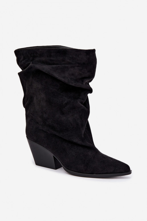  Dámské podpatky Na Ściętym Obcasie Slip-on vzor Černé Cazela