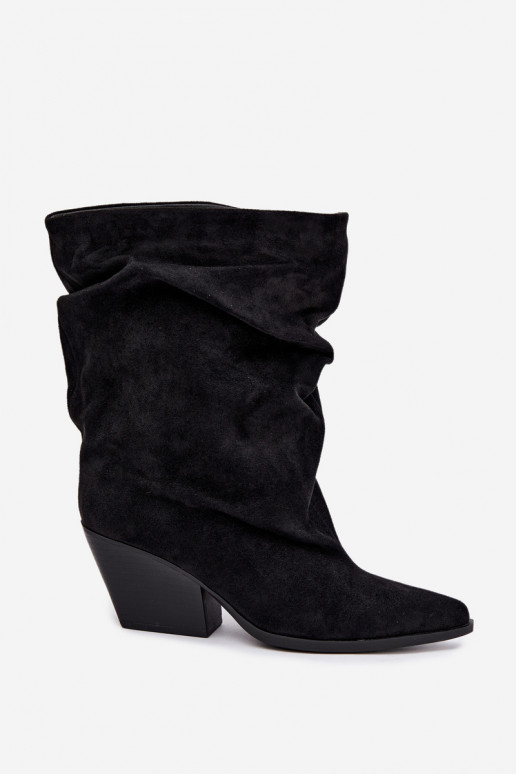  Dámské podpatky Na Ściętym Obcasie Slip-on vzor Černé Cazela