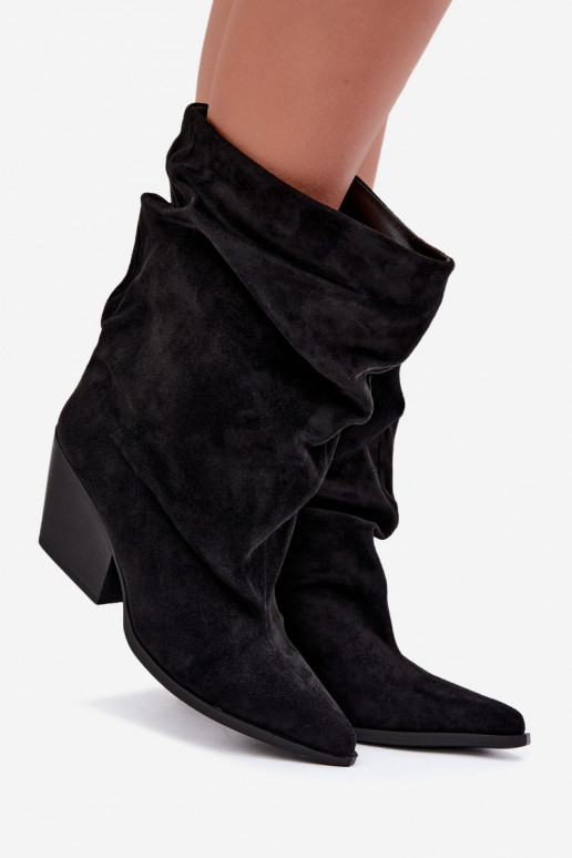  Dámské podpatky Na Ściętym Obcasie Slip-on vzor Černé Cazela