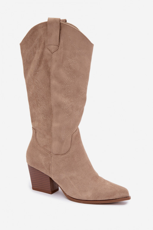 dlouhé boty kovbojský styl s podpatky khaki Hartley