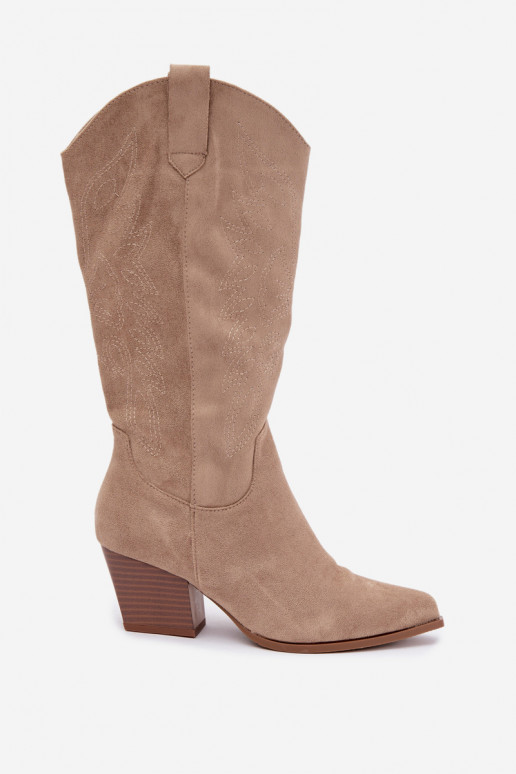 dlouhé boty kovbojský styl s podpatky khaki Hartley