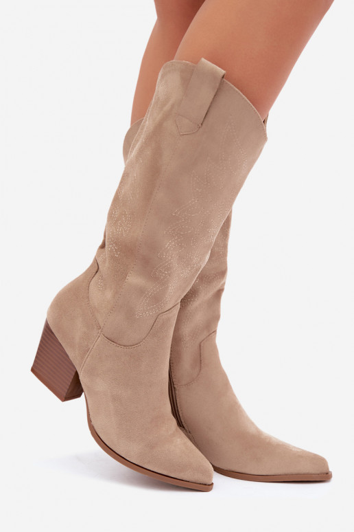 dlouhé boty kovbojský styl s podpatky khaki Hartley