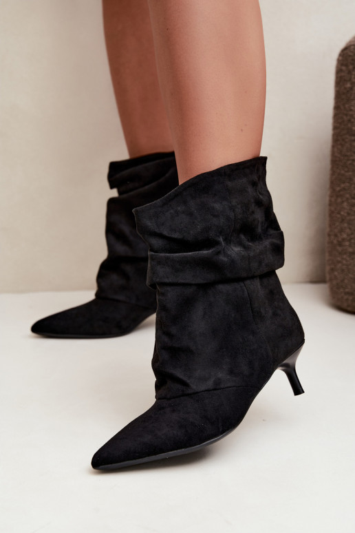 Slip-on vzor Dřeváky Typu Slouchy s podpatky Černé Farren