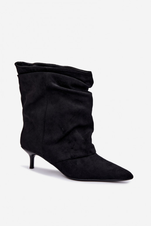 Slip-on vzor Dřeváky Typu Slouchy s podpatky Černé Farren