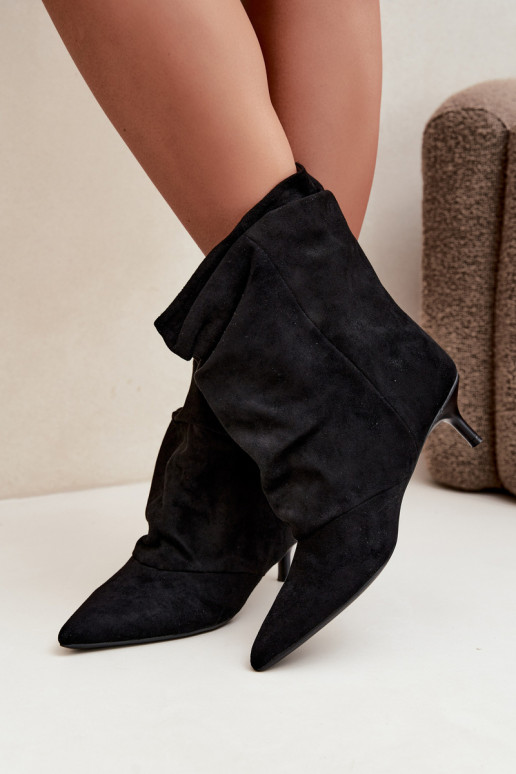 Slip-on vzor Dřeváky Typu Slouchy s podpatky Černé Farren