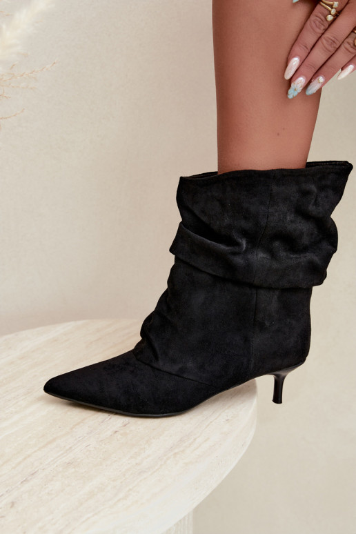 Slip-on vzor Dřeváky Typu Slouchy s podpatky Černé Farren