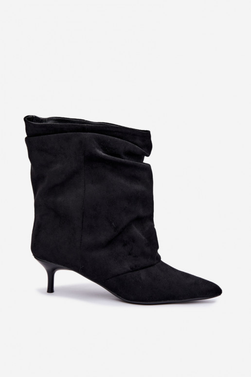 Slip-on vzor Dřeváky Typu Slouchy s podpatky Černé Farren