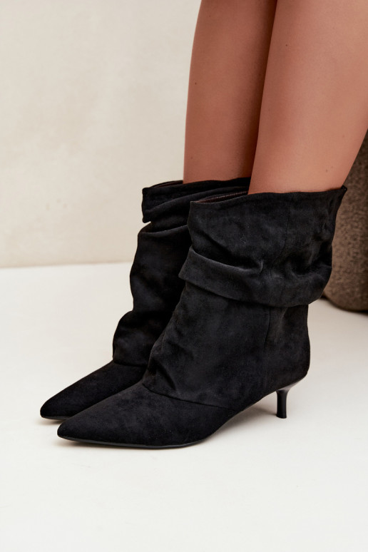 Slip-on vzor Dřeváky Typu Slouchy s podpatky Černé Farren