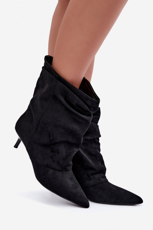 Slip-on vzor Dřeváky Typu Slouchy s podpatky Černé Farren