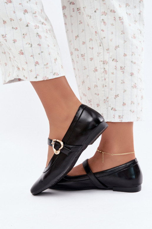 baleríny s přezkami se srdíčky Černé Relsa