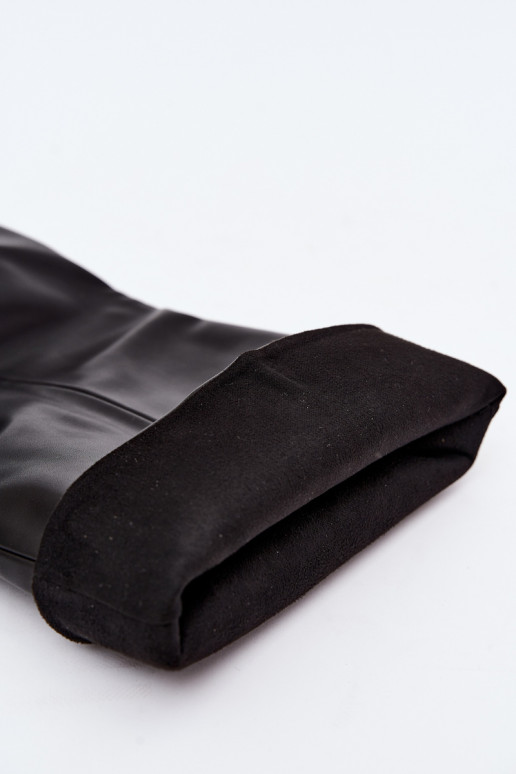 Slip-on vzor dámské dlouhé boty s podpatky z ekologické kůže Černé Favra