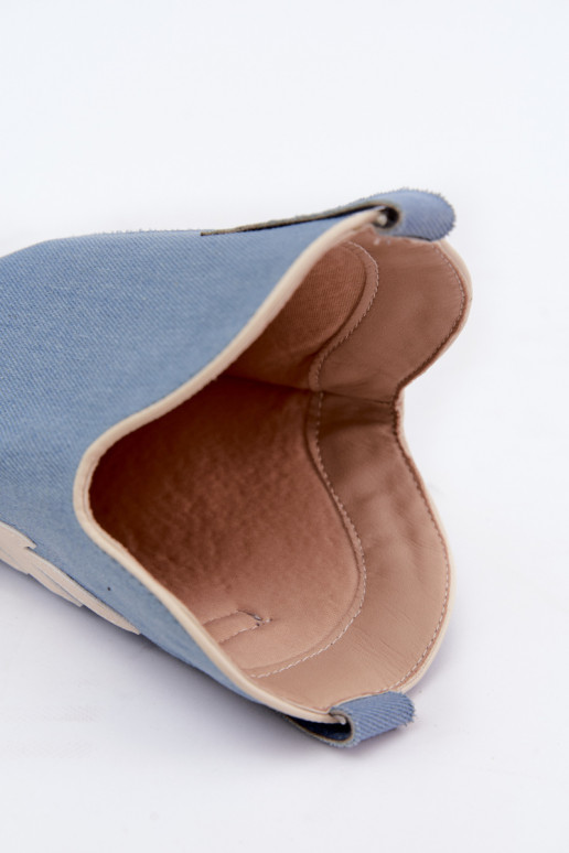 dlouhé boty kovbojský styl  s podpatky Džínový materiál Camela