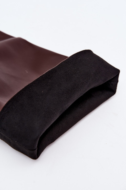 Slip-on vzor dámské dlouhé boty s tenkými podpatky vínová Caliya