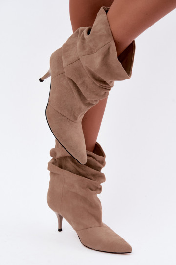 Slip-on vzor Dámské podpatky Typu Slouchy s tenkými podpatky béžové Harissa 2