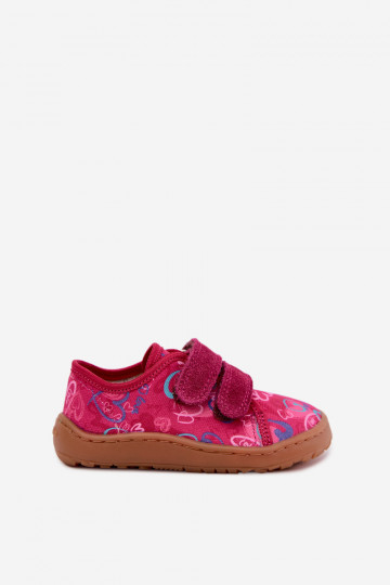 Pantofle Dětské Barefoot se srdíčky Froddo Canvas G1700440-24 růžová 2