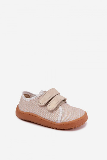 Pantofle Dětské Barefoot Froddo Canvas G1700440-1 zlaté barvy