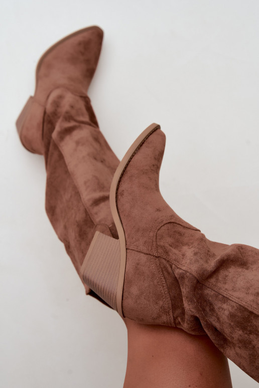 Slip-on vzor dlouhé boty Typu kovbojský styl hnědá Sylvie