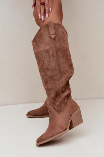 Slip-on vzor dlouhé boty Typu kovbojský styl hnědá Sylvie 2