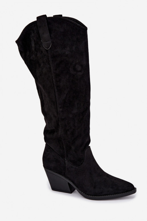 Slip-on vzor dlouhé boty Typu kovbojský styl Černé Sylvie