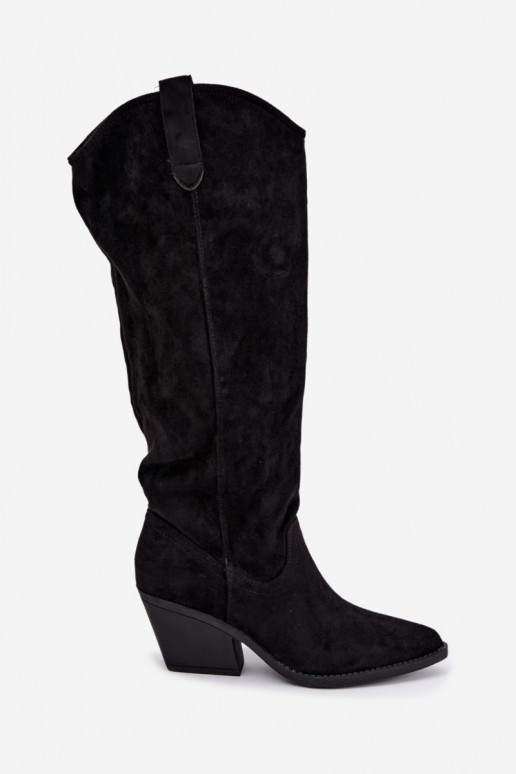 Slip-on vzor dlouhé boty Typu kovbojský styl Černé Sylvie