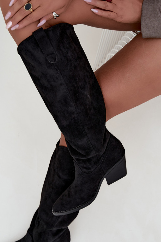 Slip-on vzor dlouhé boty Typu kovbojský styl Černé Sylvie