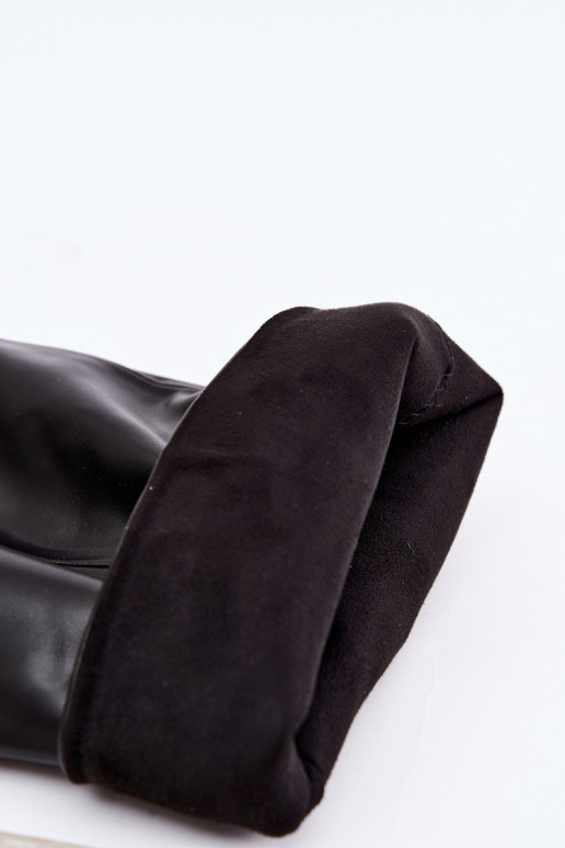 dlouhé boty nad kolena s podpatky Slip-on vzor  s přezkami Černé Mabel