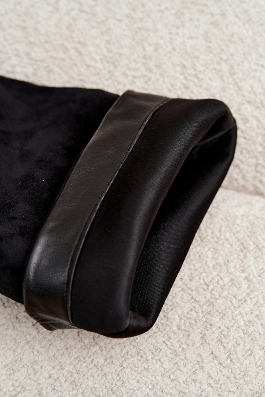 Slip-on vzor dlouhé boty s podpatky z eko semišeowe Černé Casella