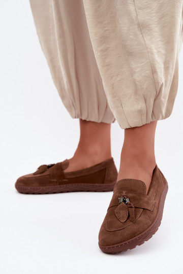 mokasíny Barefoot Z Naturalnego Zamszu Zazoo 10220 hnědá 2