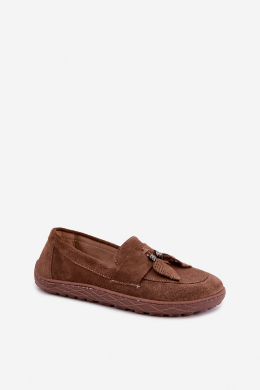 mokasíny Barefoot Z Naturalnego Zamszu Zazoo 10220 hnědá