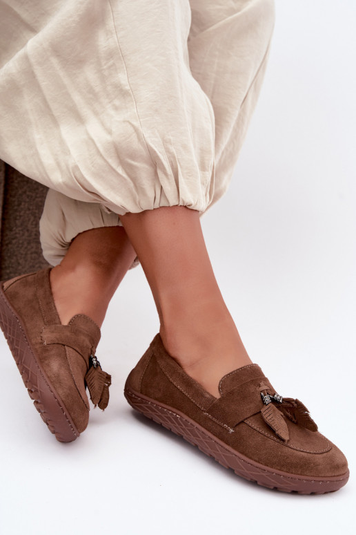 mokasíny Barefoot Z Naturalnego Zamszu Zazoo 10220 hnědá