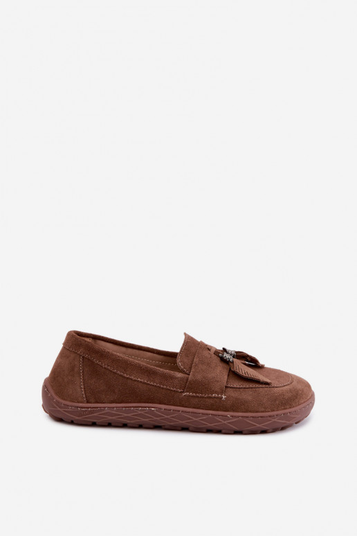mokasíny Barefoot Z Naturalnego Zamszu Zazoo 10220 hnědá
