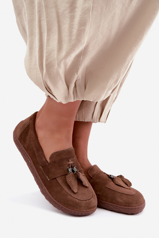 mokasíny Barefoot Z Naturalnego Zamszu Zazoo 10220 hnědá