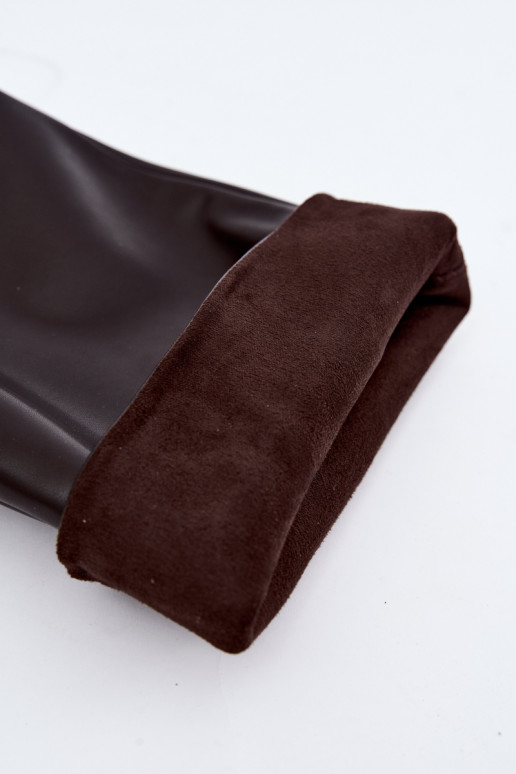 Slip-on vzor dlouhé boty s podpatky Czekoladowe Falina