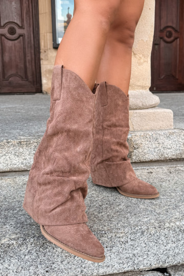  dlouhé boty kovbojský styl s podpatky Z Wywiniętą Cholewką hnědá Ives 2