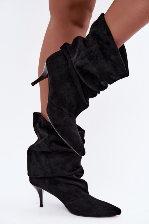 Slip-on vzor Dámské podpatky Typu Slouchy s tenkými podpatky Černé Harissa