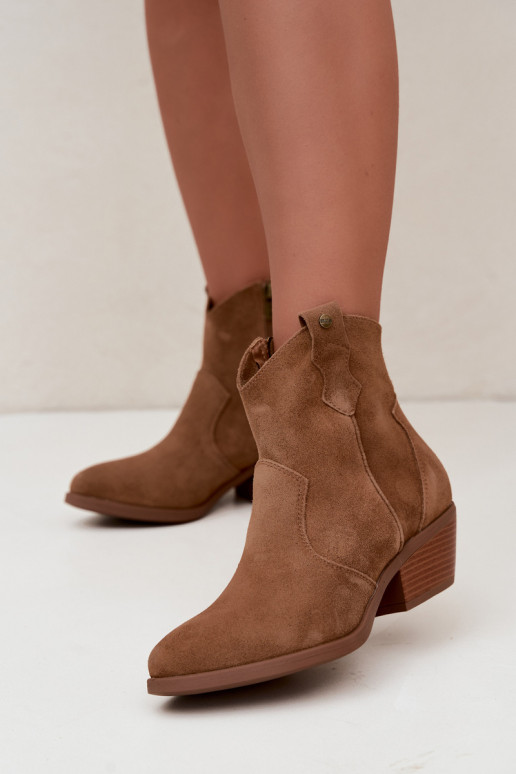 Boty v kovbojském stylu  s podpatky Big Star TT274953 Camel